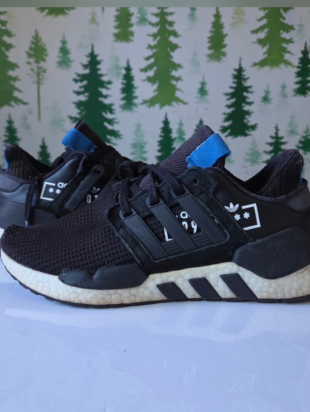 Adidas Black & Blue EQT Athletic Sneakers